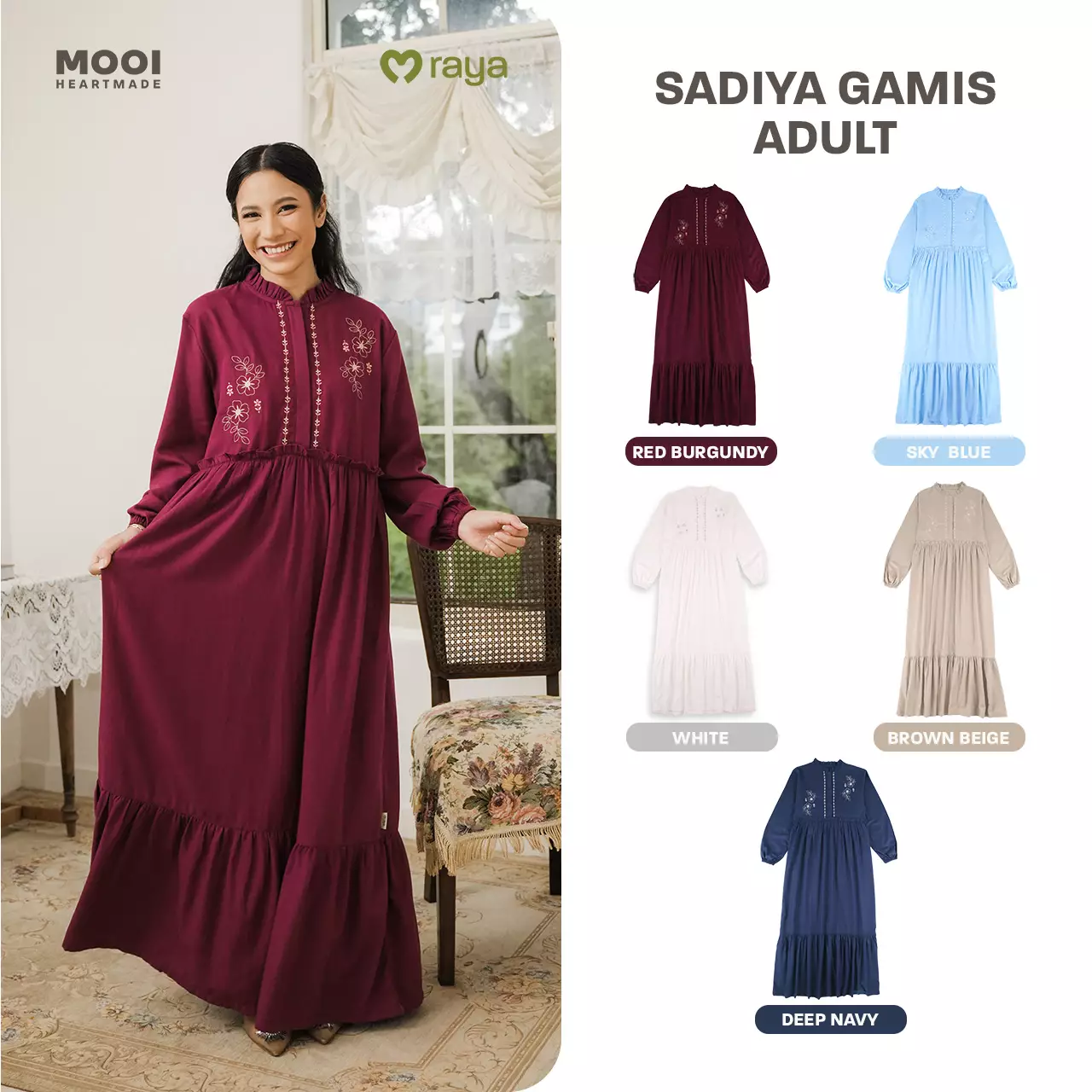 Mooi Dress Dewasa Raya Collection Sadiya Gamis Adult Basic Series 2026 - Deep Navy