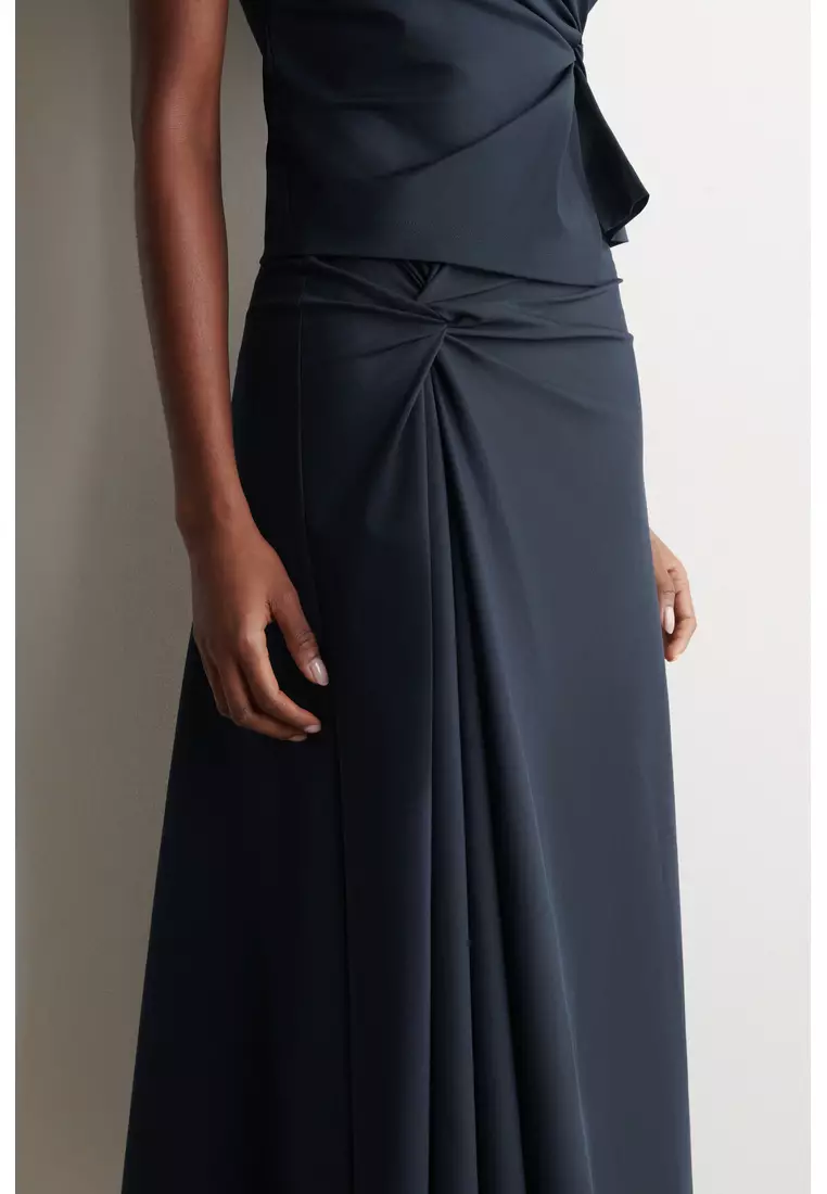 TWIST-DETAIL JERSEY MIDI SKIRT