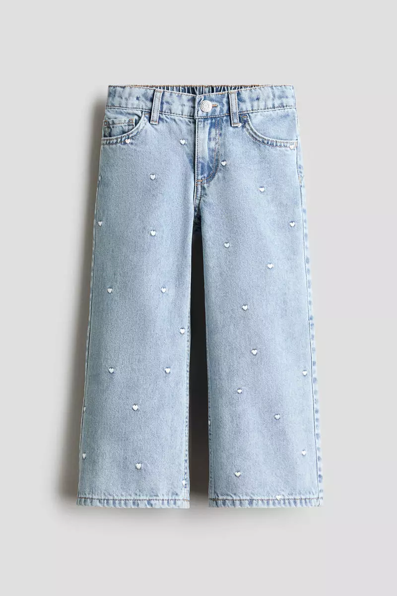 Motif-detail wide leg jeans