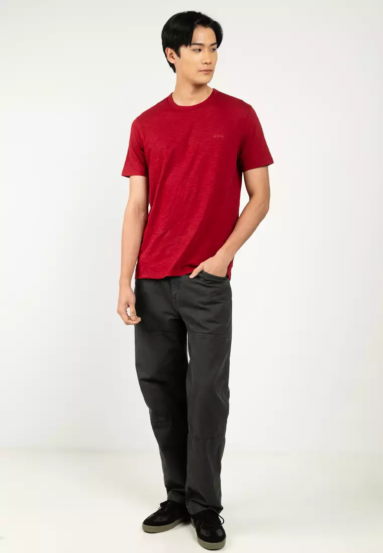 Logo Slub Cotton Tee - BOSS Orange