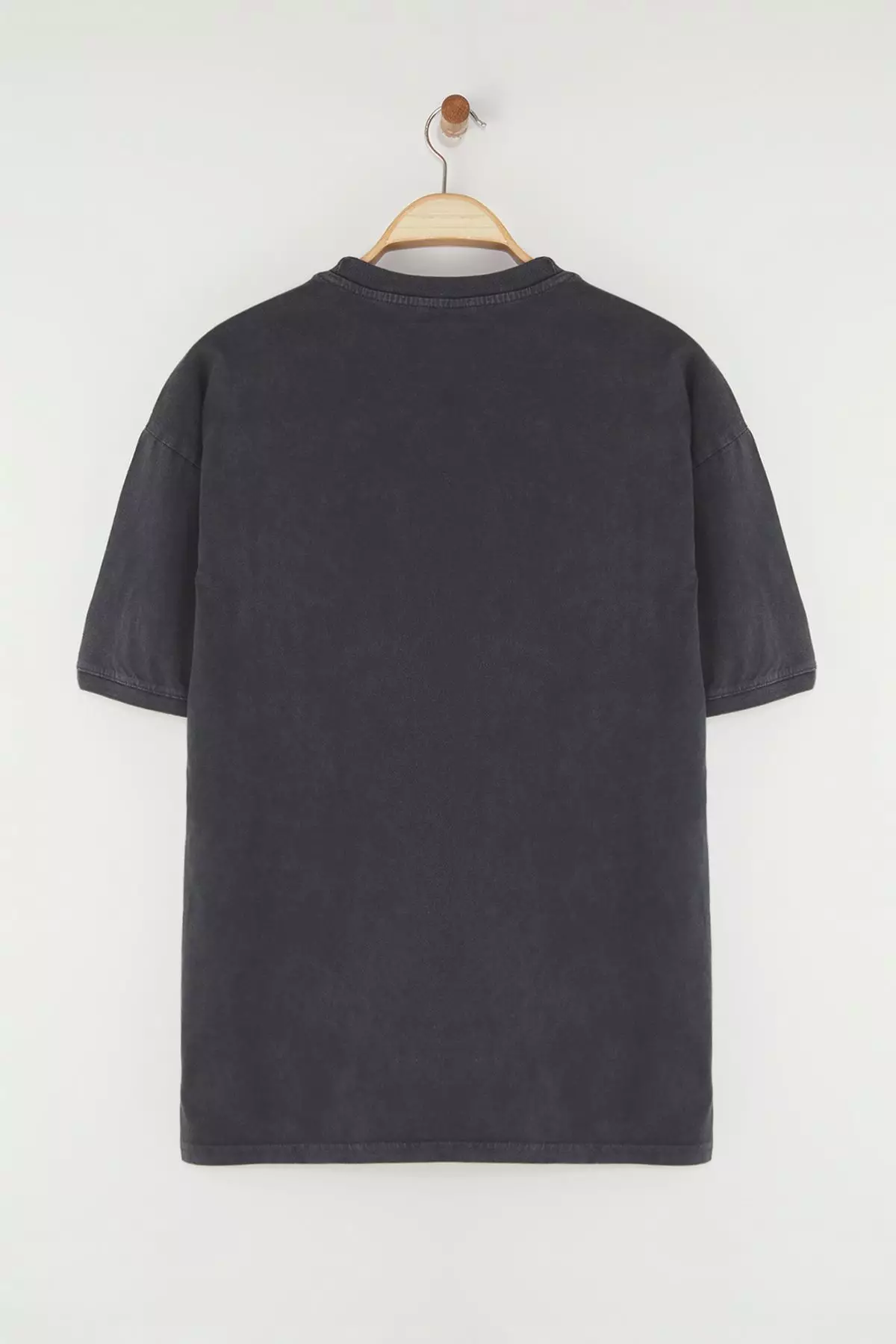 Anthracite Oversize/Wide Cut with Aged Effect 100% Cotton T-Shirt TMNSS25TS00040