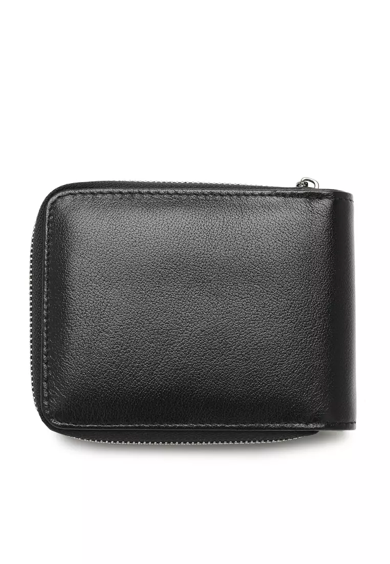 Men's Genuine Leather Zipper Wallet - Black