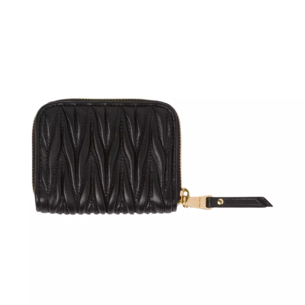 小物 miu miu compact leather wallet black Miu Miu Women's' Small