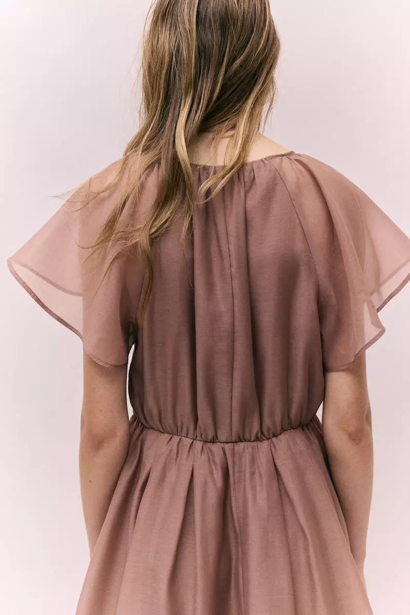 Butterfly-sleeved dress