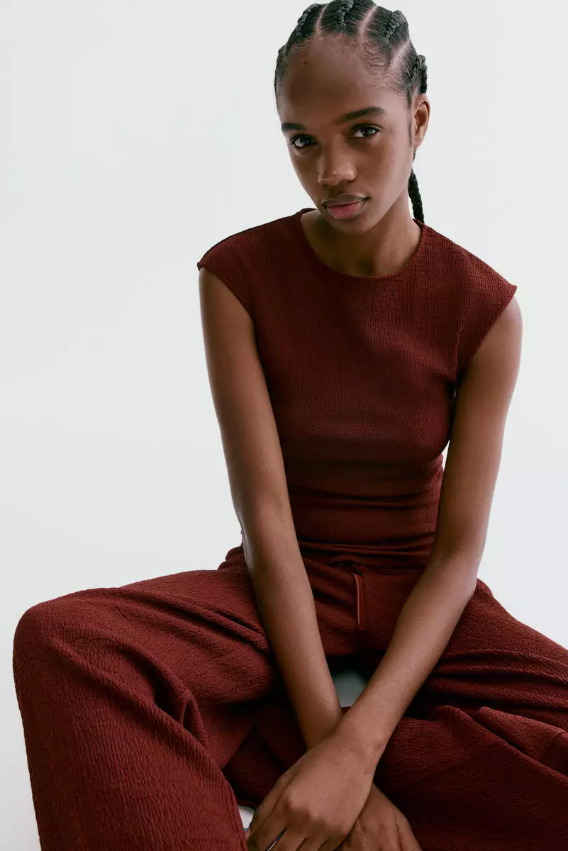Textured jersey top