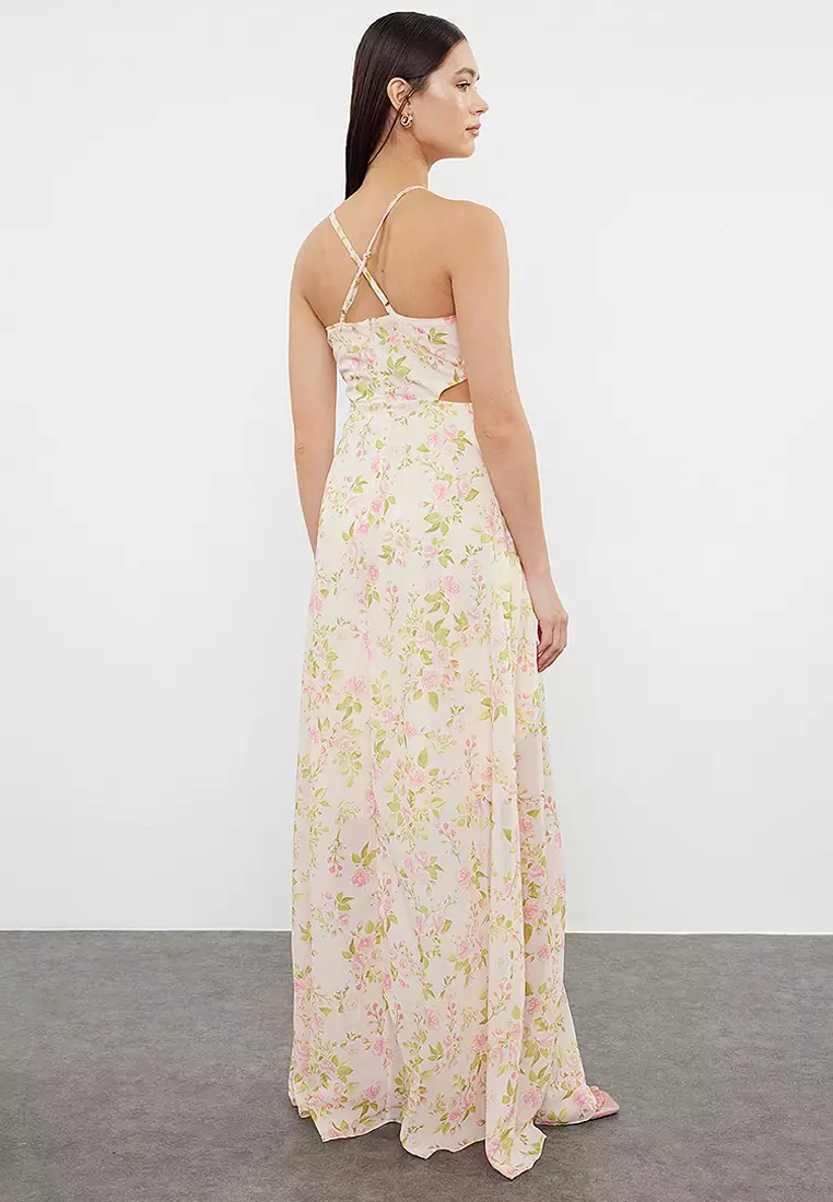 Floral Print Slit Maxi Dress