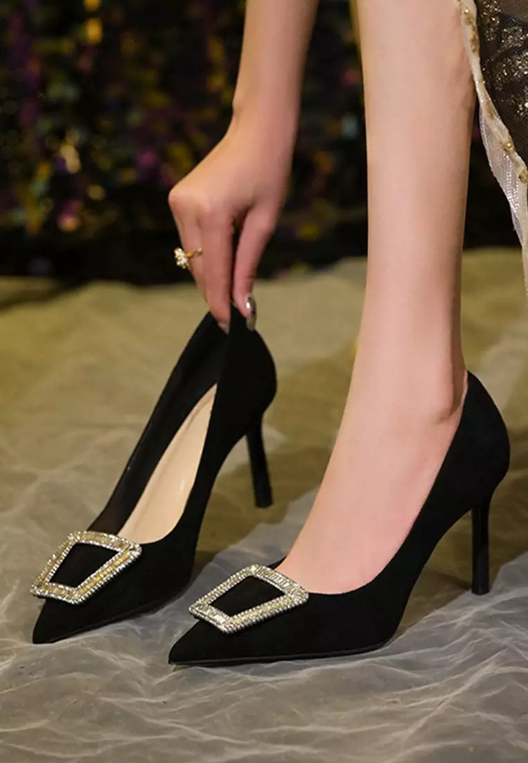 6CM 水鑽方扣絨面婚宴高跟鞋 PX708-77