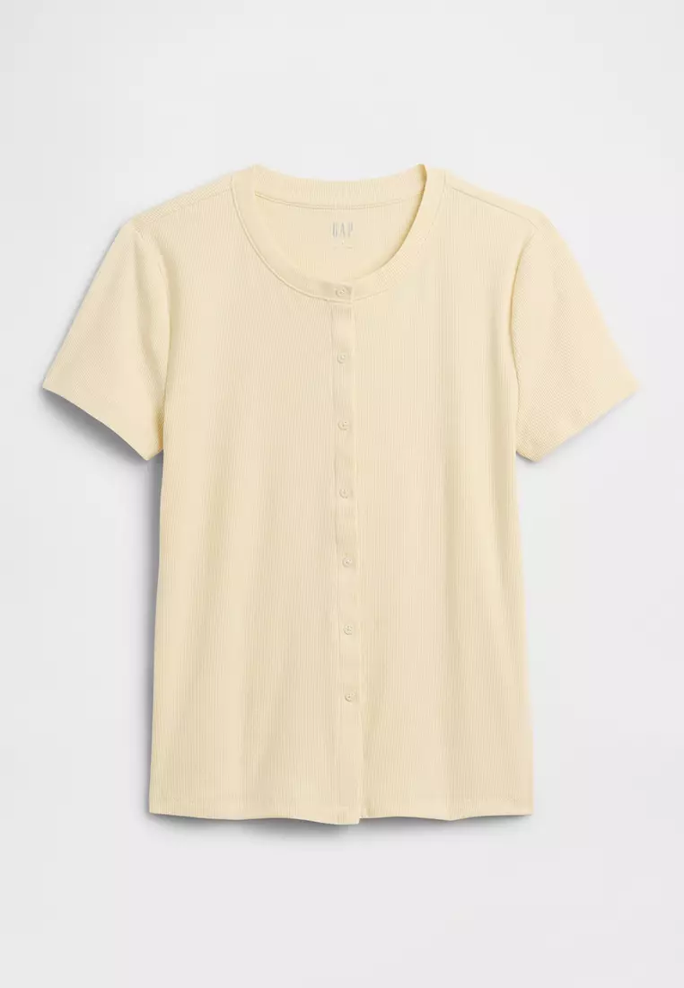 Short Sleeves Ribbed Cardigan