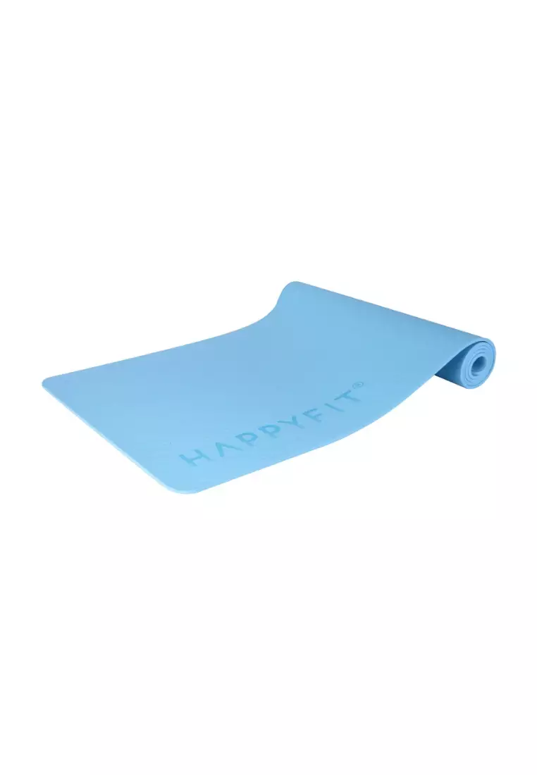 HAPPYFIT Yoga Mat Polos TPE 6mm Free Strap Sky Blue