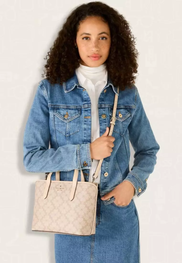 Kate Spade Signature Spade Flower Small Tote Dark Beige Multi