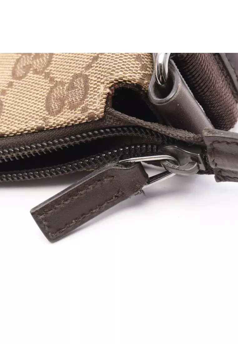 Pre-Loved Gucci GG canvas Shoulder bag canvas leather beige Brown