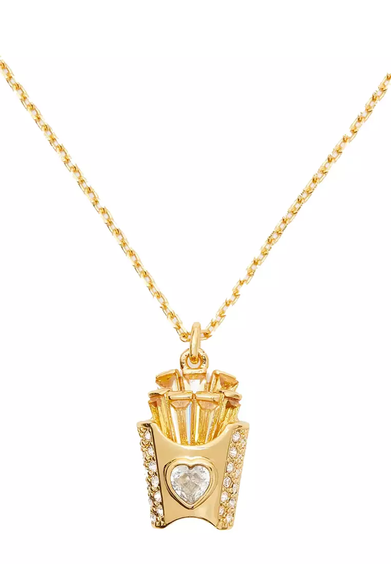 What A Snack Mini Pendant Necklace in Clear/ Gold KH540
