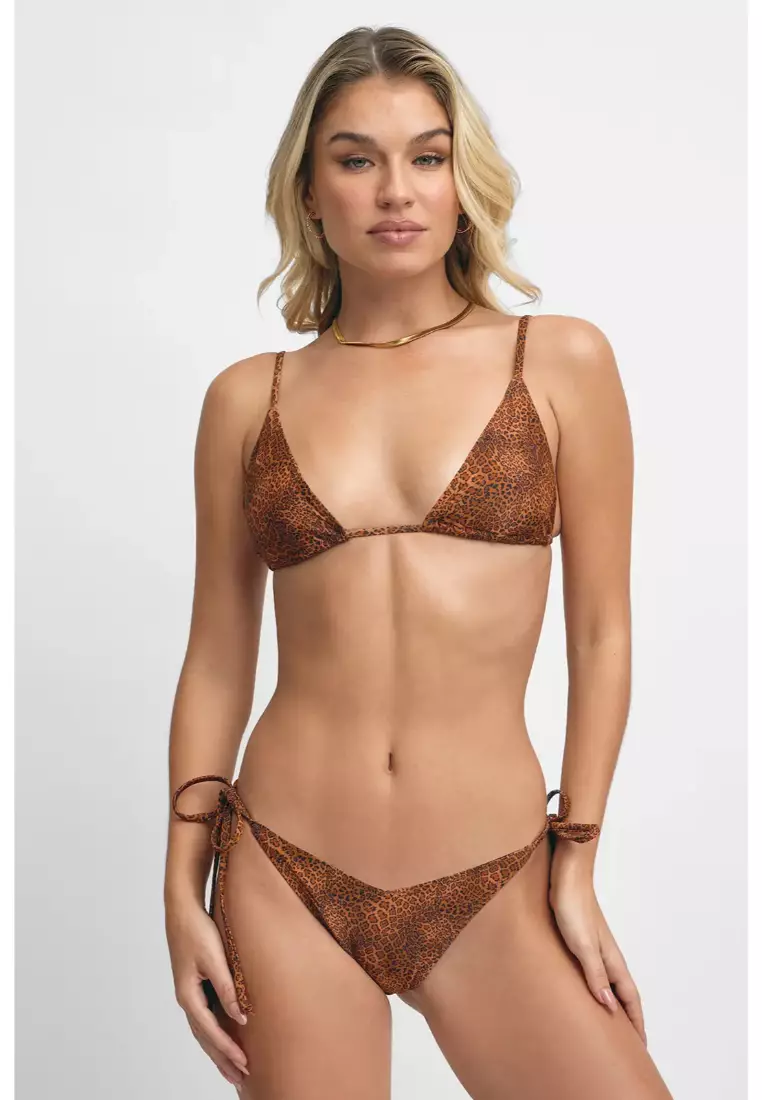 Kelly Side-Ties Cheeky Bikini Bottoms / Leopard