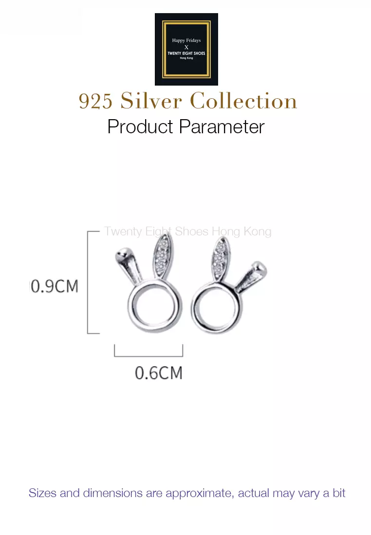 925 Silver Zircon Cute Bunny Earrings JW AR-E9905