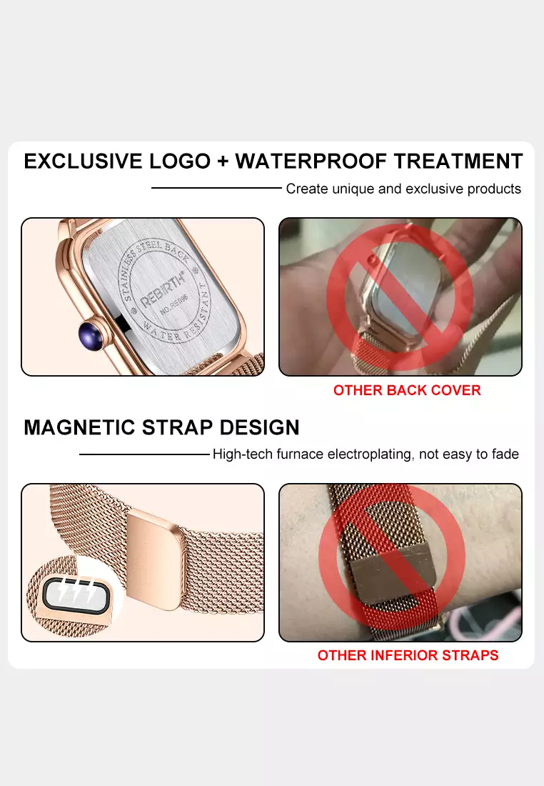 jam tangan wanita tali stainless steel anti air fashion bisnis