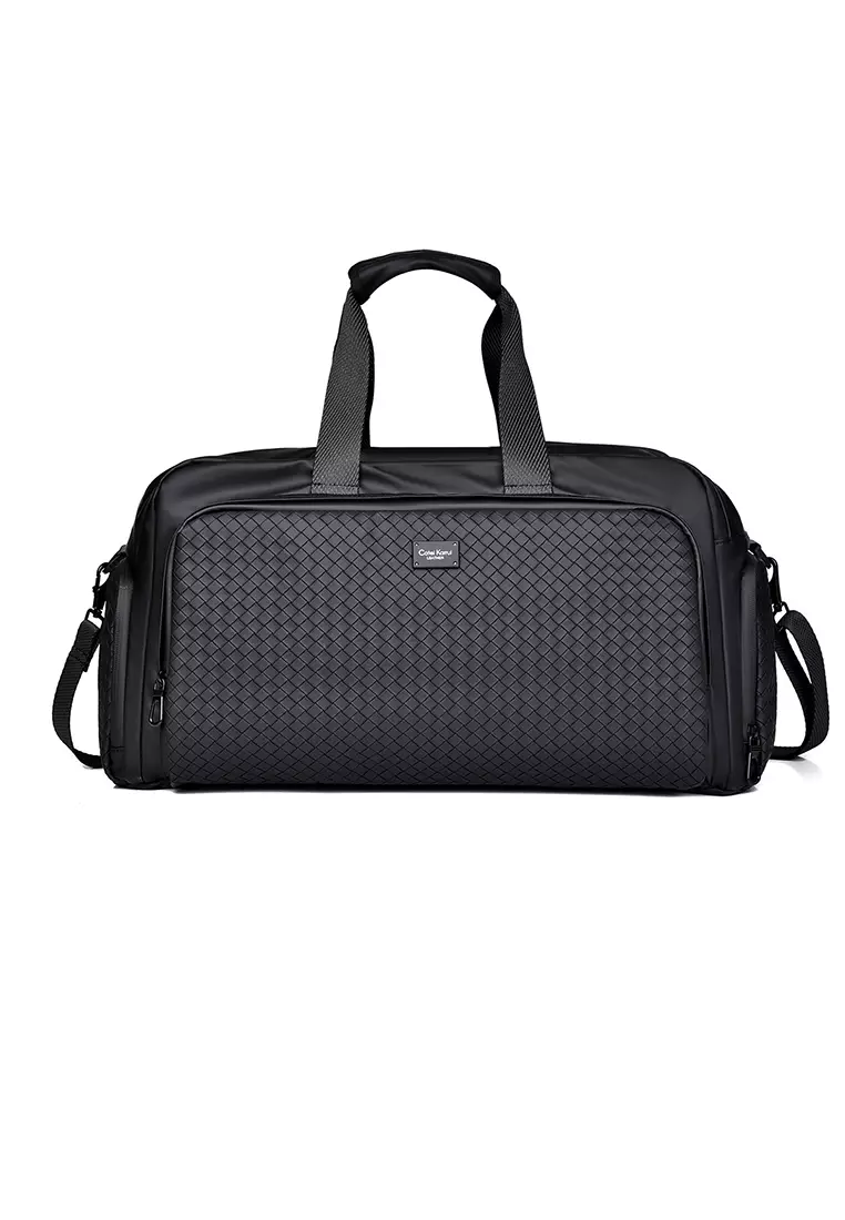 Faux leather duffel bag