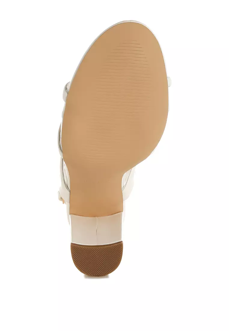 White Cut Out Chain Sandals