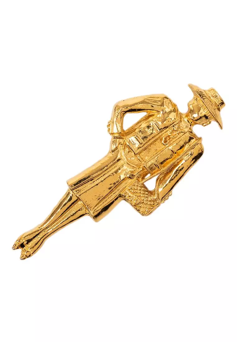 Chanel Pre-Loved Chanel Gold Plated Coco Mademoiselle Pin Brooch