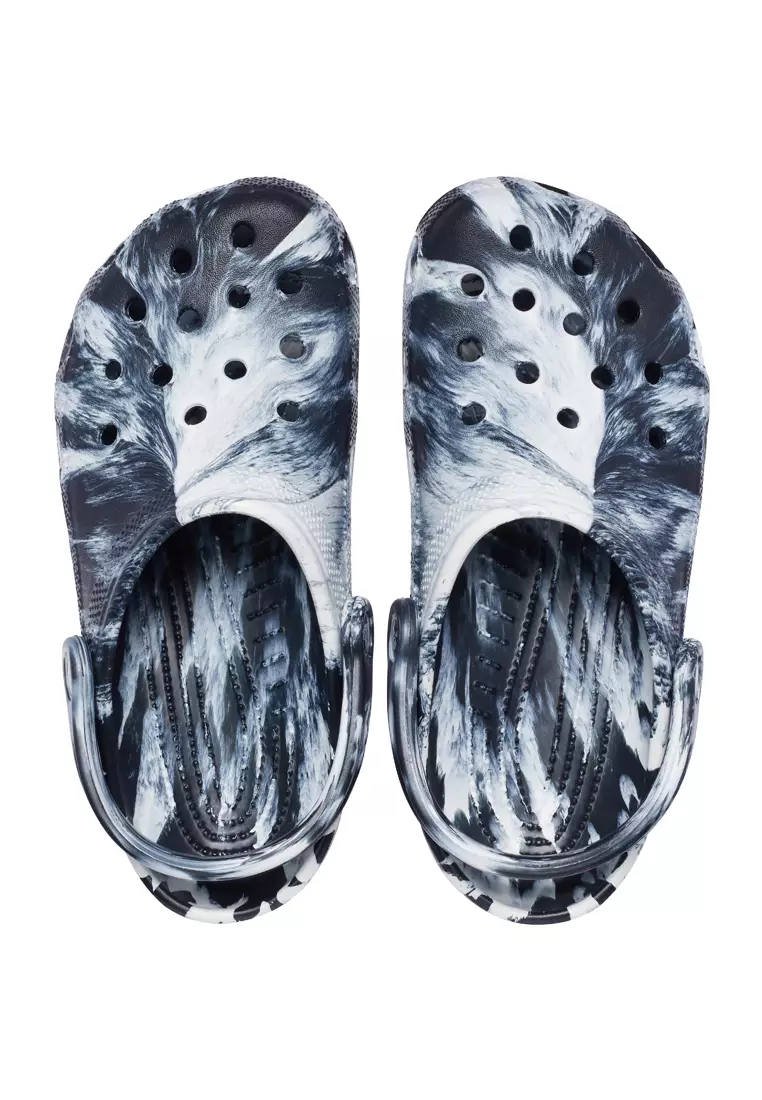 Crocs - 男女皆宜 Classic Marbled 涼鞋 - 白/黑