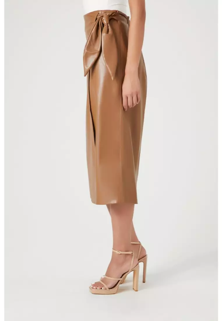 Buy FOREVER 21 Faux Leather Midi Wrap Skirt 2024 Online ZALORA