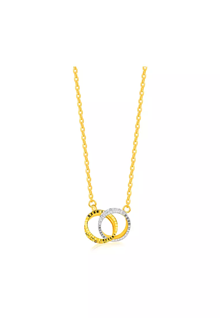 Gold necklace with deals two interlocking circles