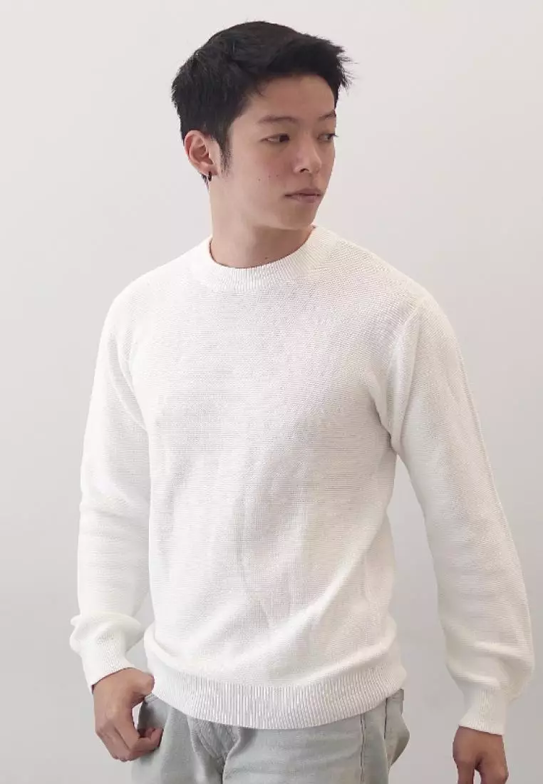 Kale Aiden White / Sweater Rajut Lengan Panjang