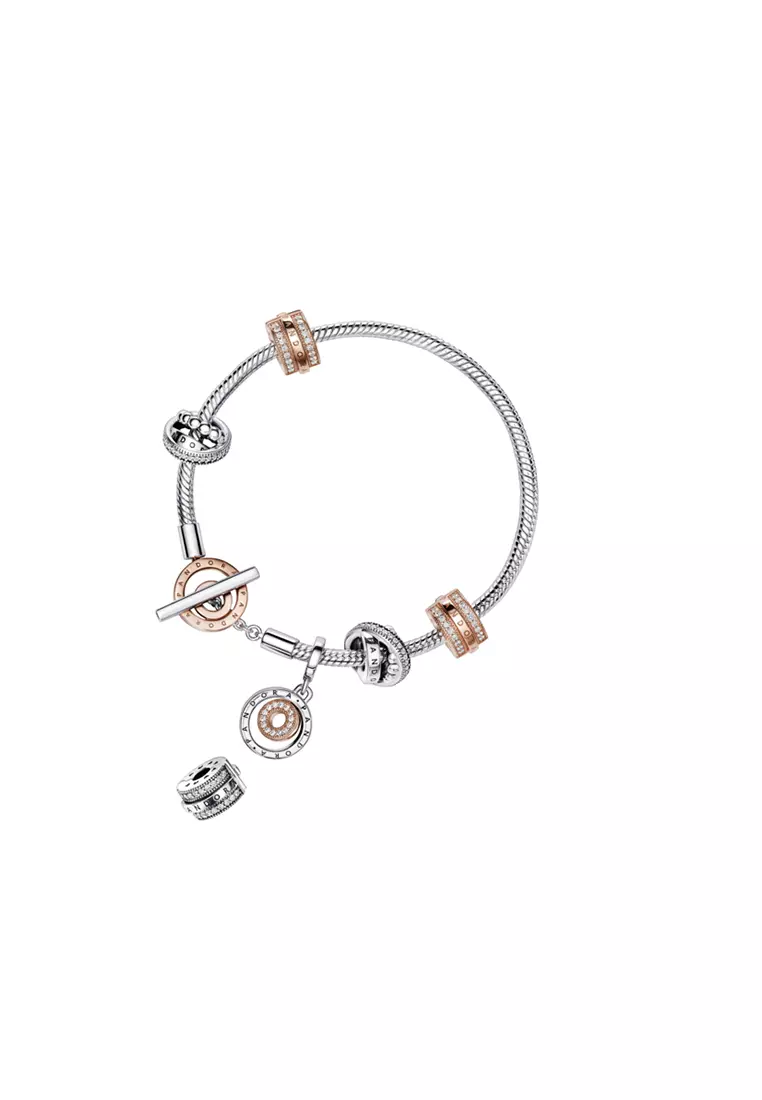 Buy PANDORA Pandora Signature Two-tone Logo T-Bar Snake Chain