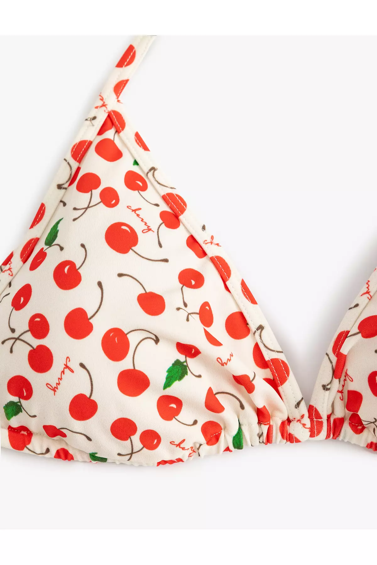 Triangle Bikini Top with String Fruit Print