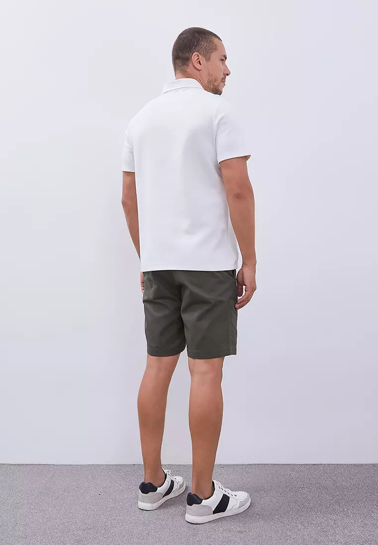 MANZONE - Polo Shirt Lengan Pendek Pria Grim 6 Slim Fit - White Warna White