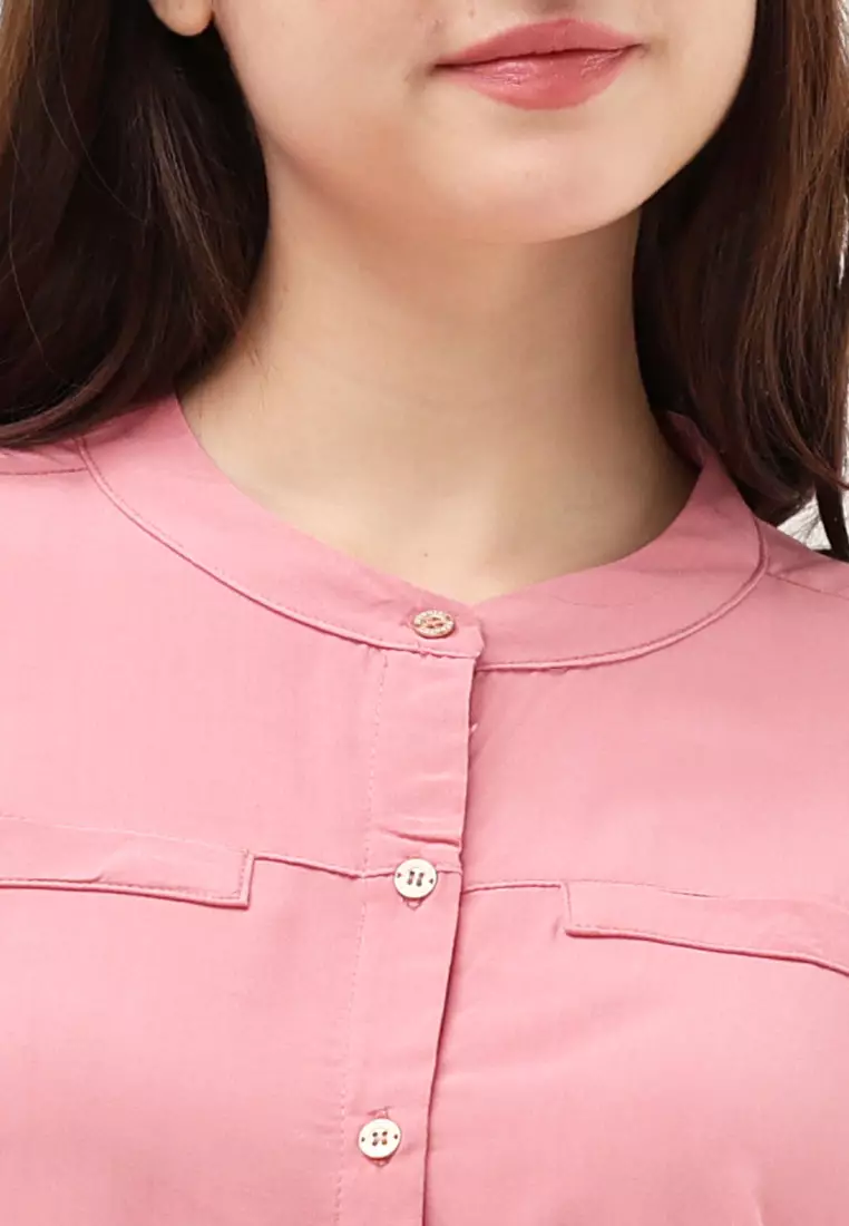 Short Sleeves Chinese Collar Blouse