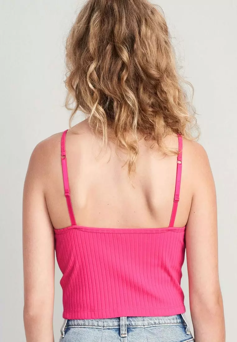 Strappy Rib-Knit Cropped Tank Top for Women