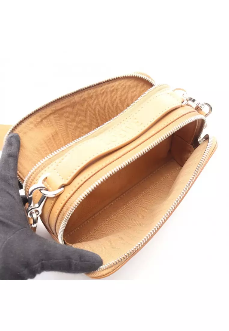 Pre-Loved LOEWE crossbody camera bag mini 2WAY Handbag leather beige
