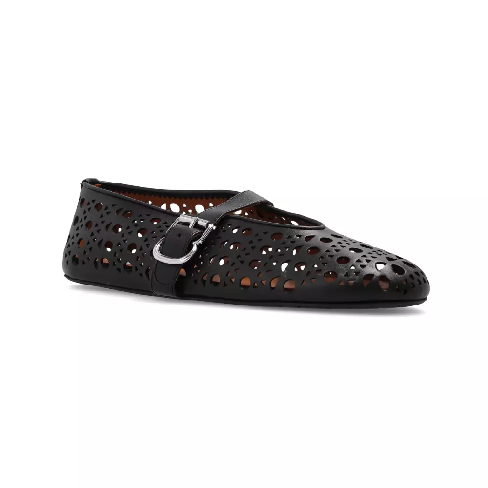 Vienne Lambskin Ballerina Flats Black