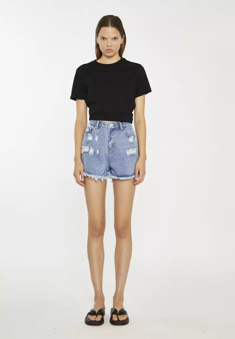 Distressed Denim Shorts