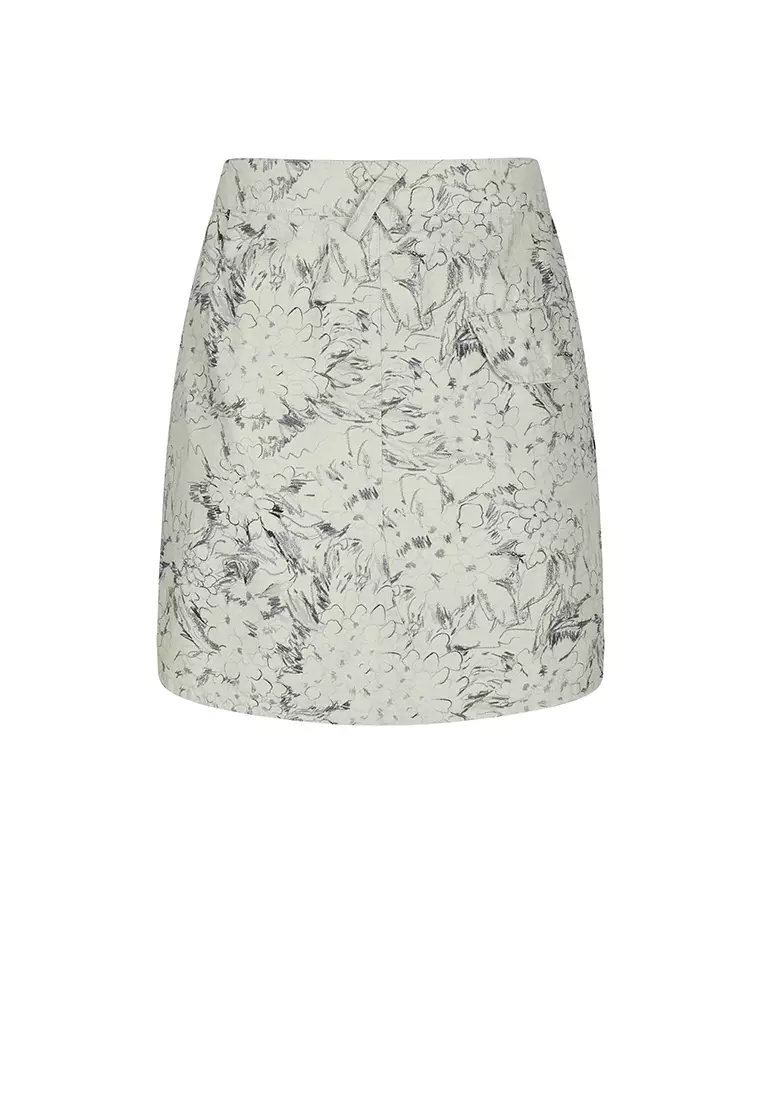 Cotton Pattern Element A-line Short Skirt