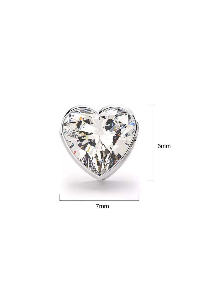 Heart Bezel Studs-Silver/Clear