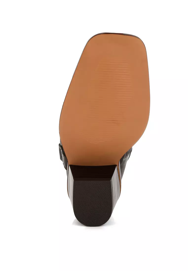 Elevated Harness Detail Ankle Boots in Brown