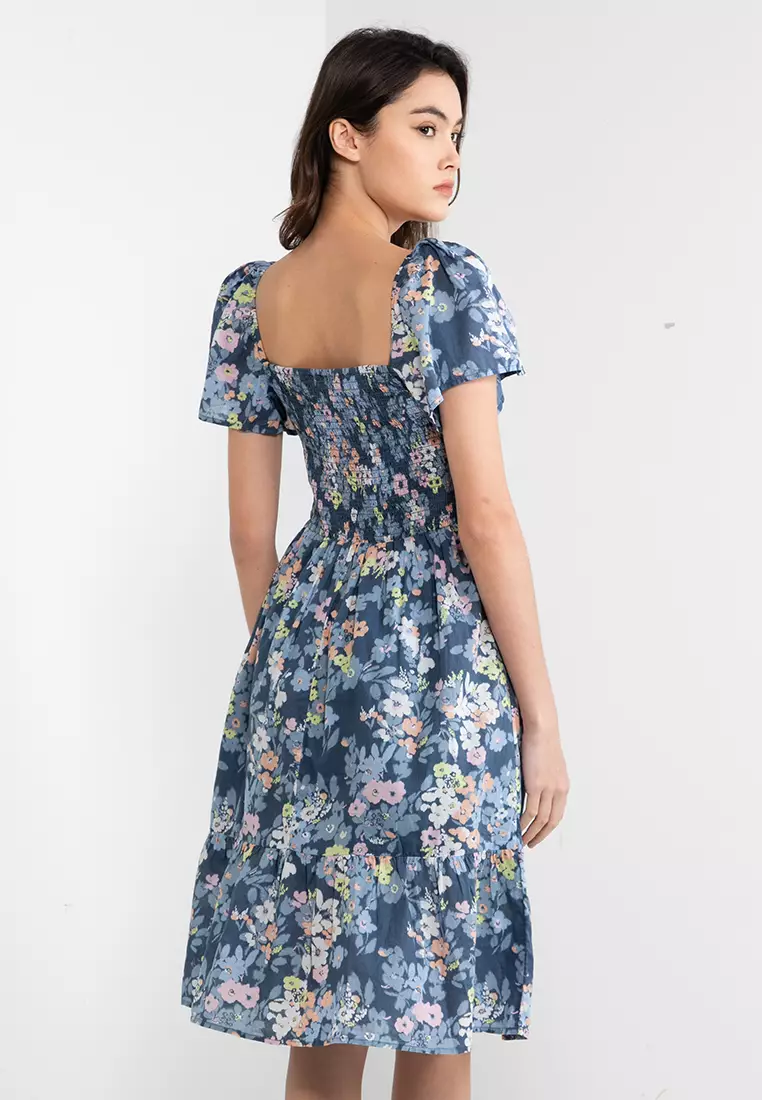 Jual GAP Square Neck Smock Dress Original 2024 ZALORA Indonesia