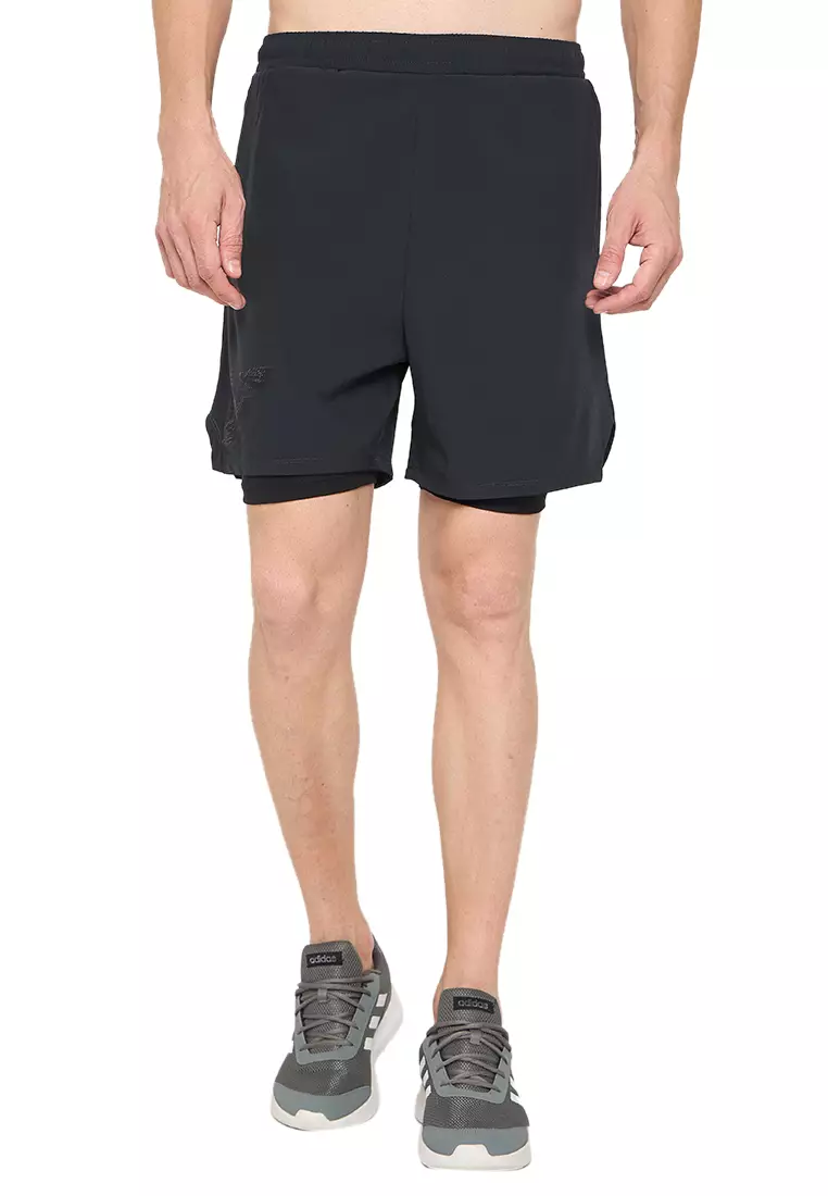 Men's Grey Training/Gym Dual Layer Shorts