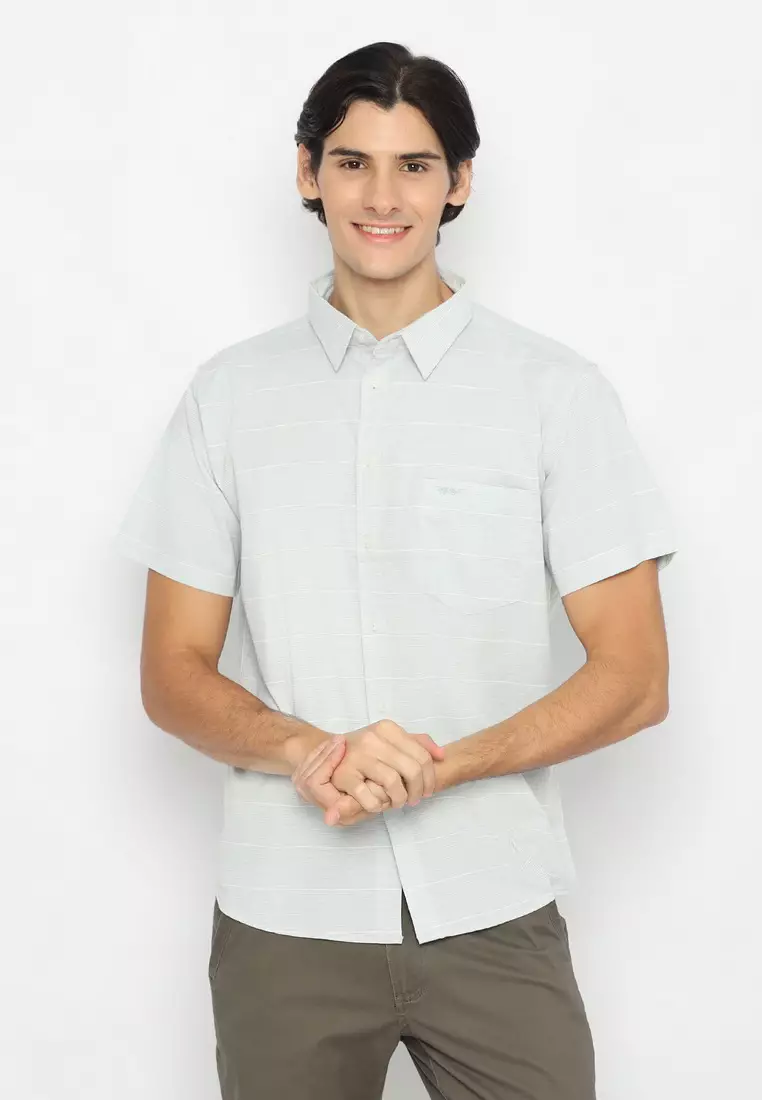 RBJ Kemeja Yarndyed Salur Hijau Regular Fit Pria