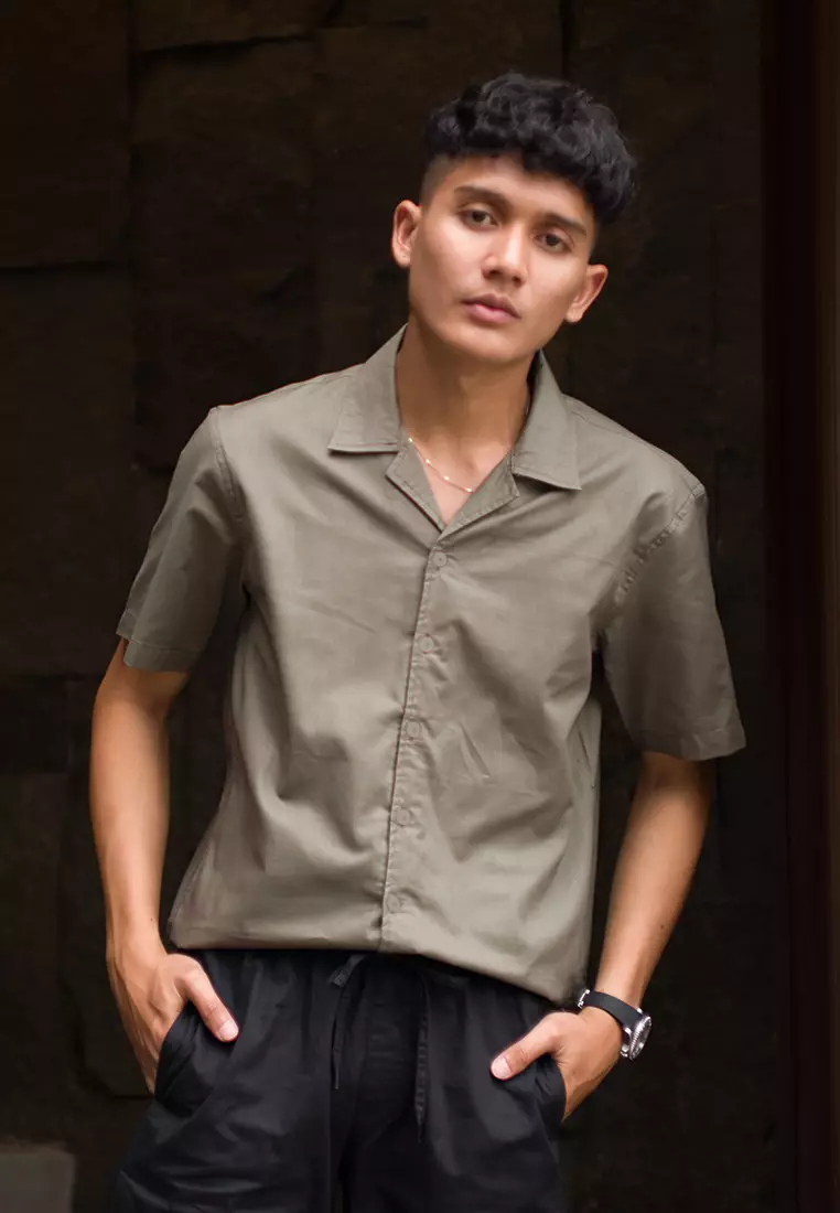 Kemeja pendek pantai OXCON summer shirt Smoke Grey