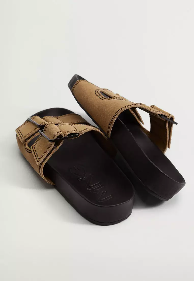 Mango leather strap sandals clearance