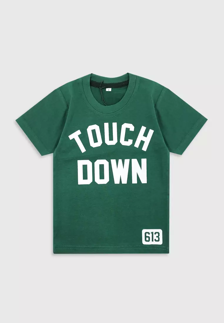 Wakakids Baju Atasan Kaos Anak Laki Laki Usia 1 Tahun Hingga 4 Tahun T-shirt Motif Touch Down 3954 Army