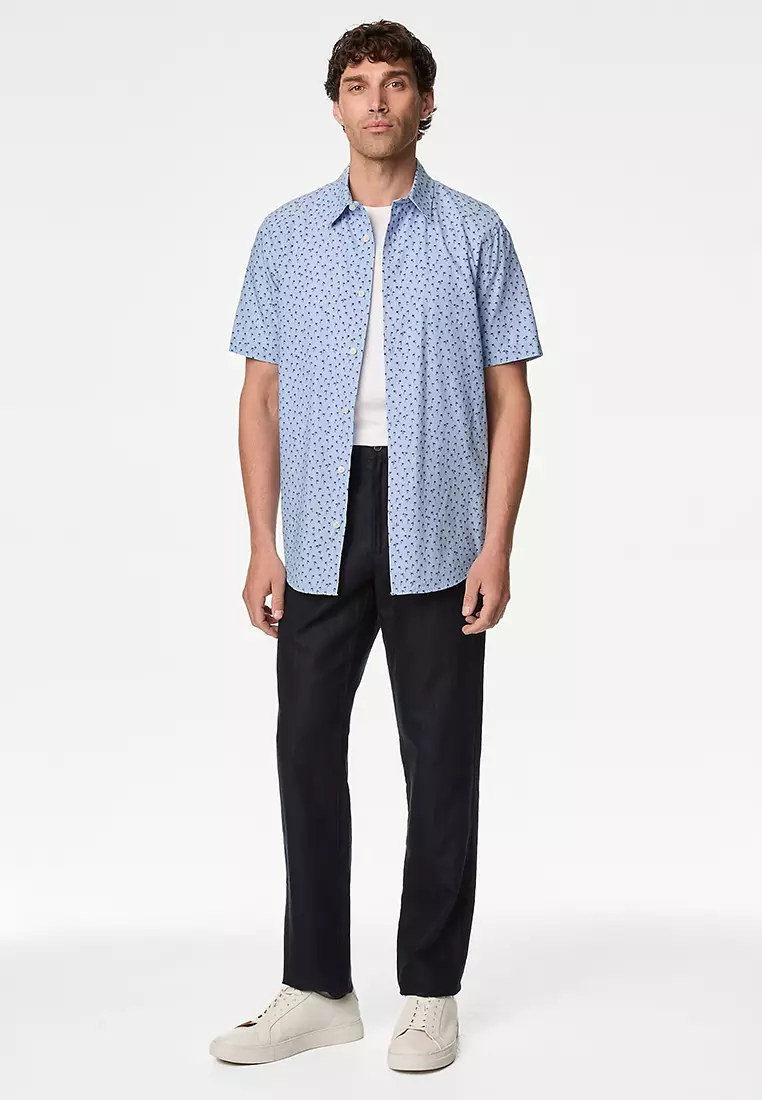 Easy Iron Pure Cotton Geometric Print Shirt