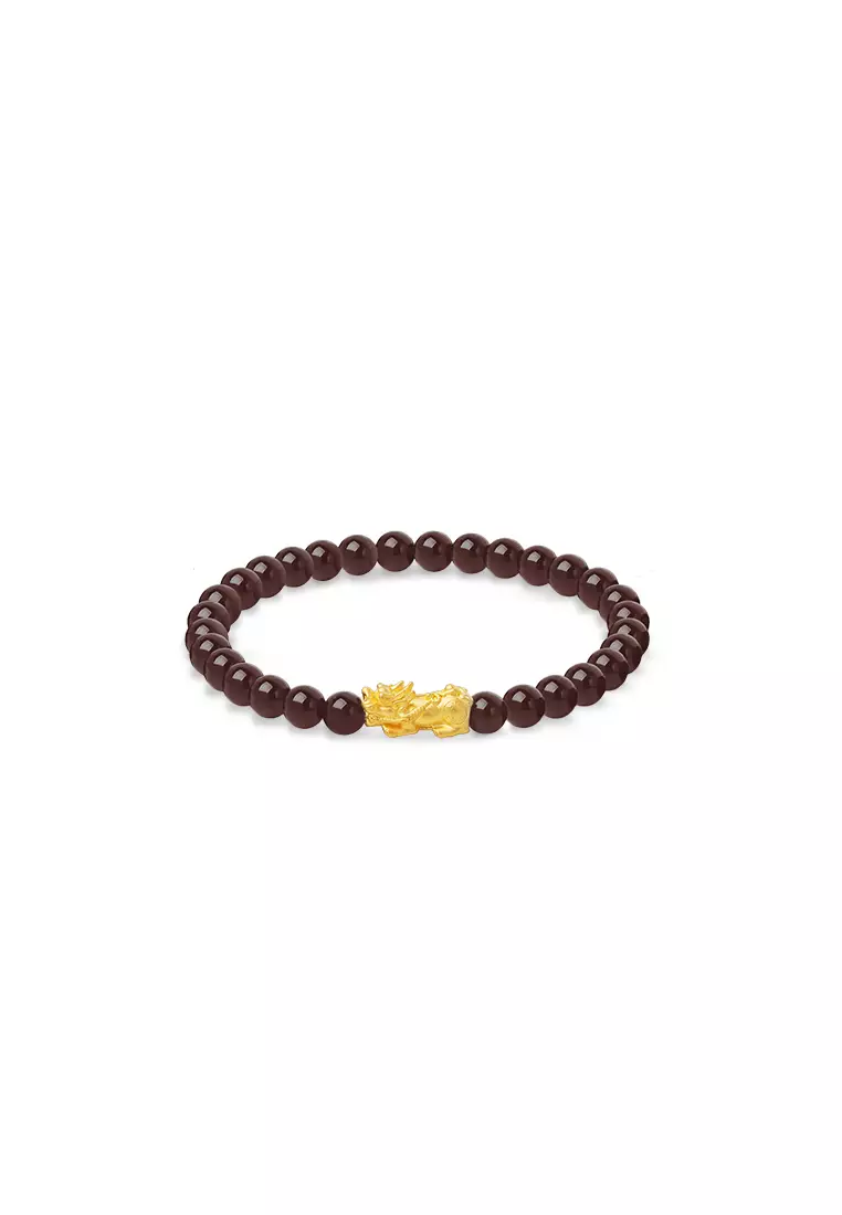 THE Mix Collection 999.9/24K Pure Gold Mini Pixiu Agate Bracelet Set AGB-PX0.20G