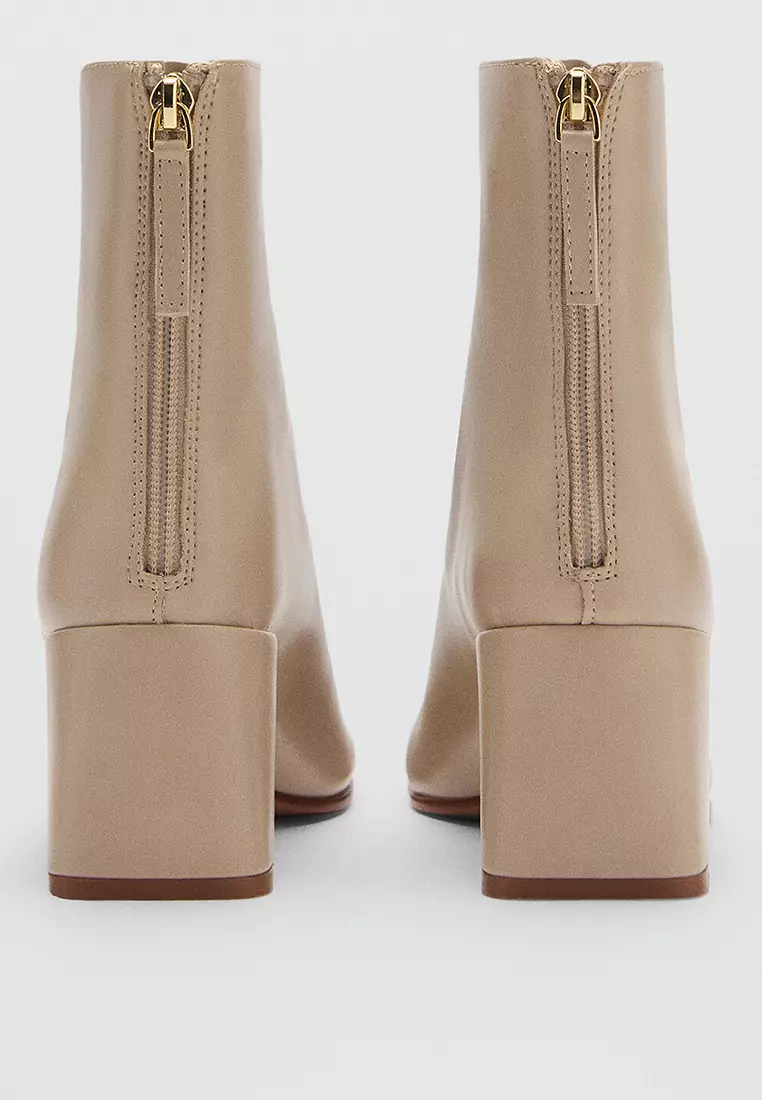 Block Ankle Boots With Square Toe