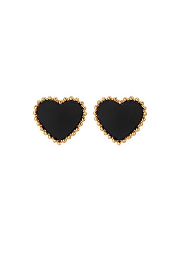 CELOVIS black and gold CELOVIS - Esme Heart Shape Stud Earrings in Black 2F53DACA80CF37GS_1