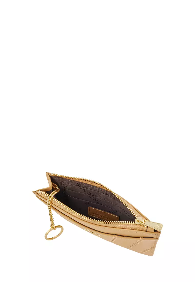 Bonia Medium Brown Liana Card Holder with Keychain