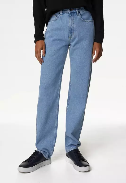M&S COLLECTION Straight Fit Pure Cotton Jeans