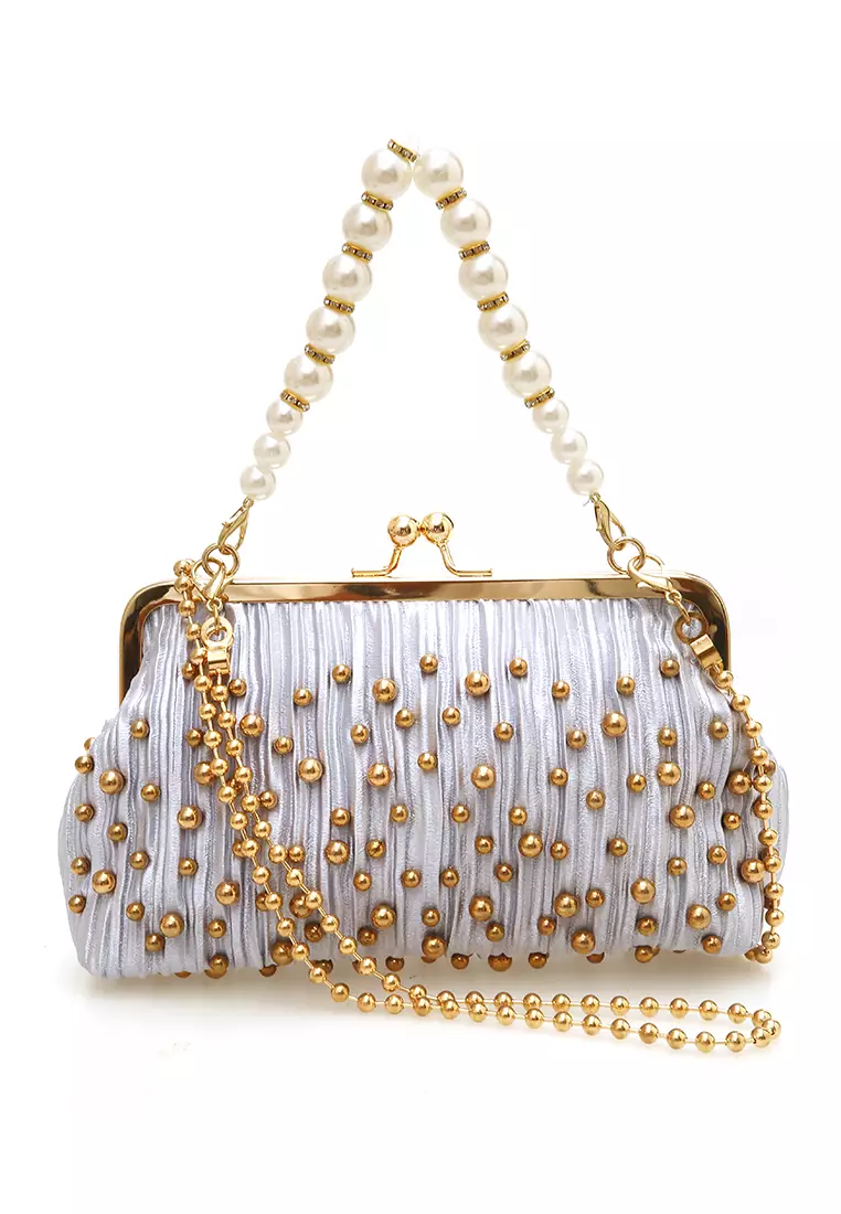 Eilaria Tas Selempang Pesta Wanita Hand Bag Mini Material Leather ORIGINAL - Gray